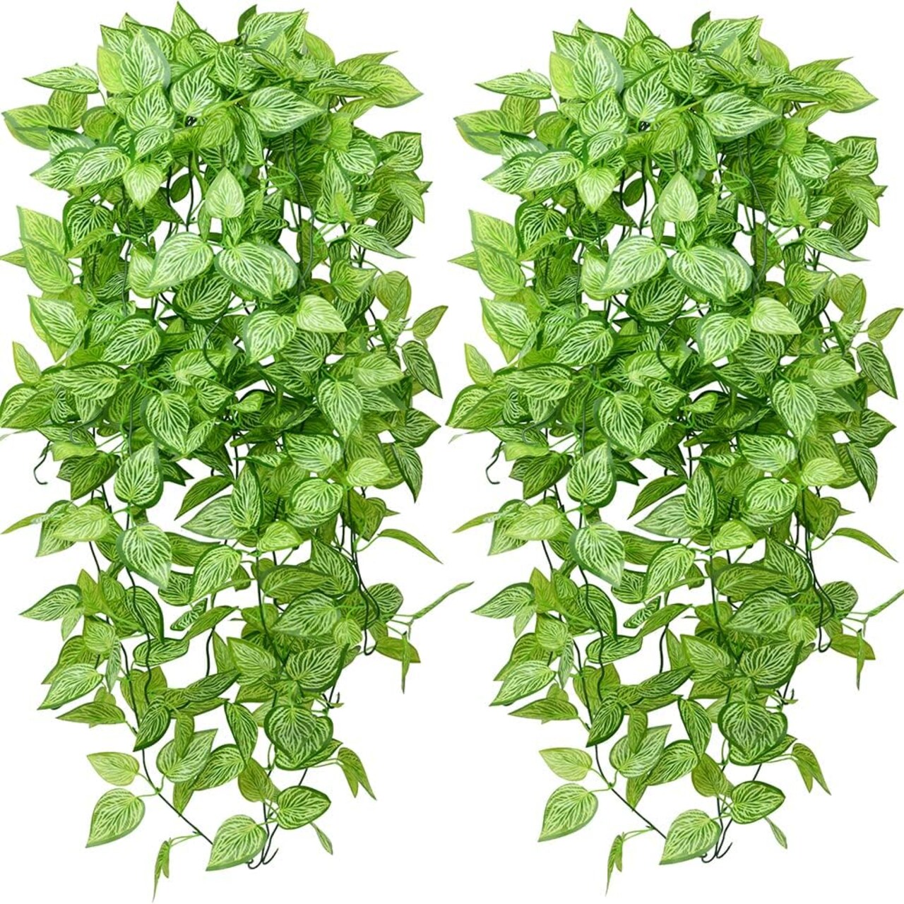 2 pcs Artificial Plants Outdoor UV Resistant Plastic Plants (Green)